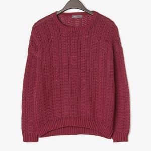 Vince mercerized texture red crew neck sweater